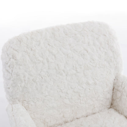 Office Chair, Artificial Rabbit Hair Home Office Chair With Metal Base, Adjustable Desk Chair Swivel Office Chair, Vanity Chair