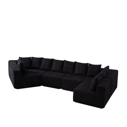 L - Shaped Modular Sofa With Deep Seat And 11 Pillows