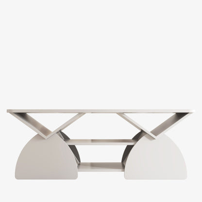 Geometric Engineered Coffee Table With Rounded Corners With Open Shelves
