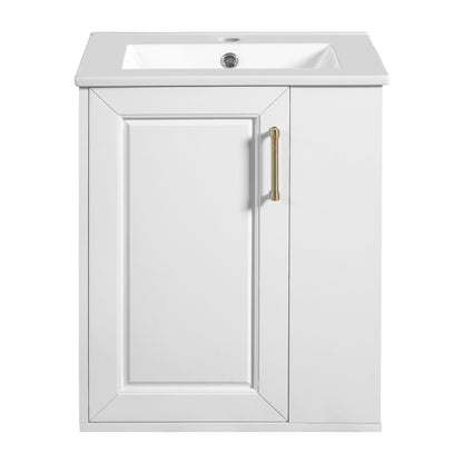 Wall Mounted Bathroom Cabinet With Side Shelf Combo, Vanity With Sink - White