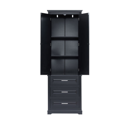 Tall Storage Cabinet With 3 Drawers For Bathroom