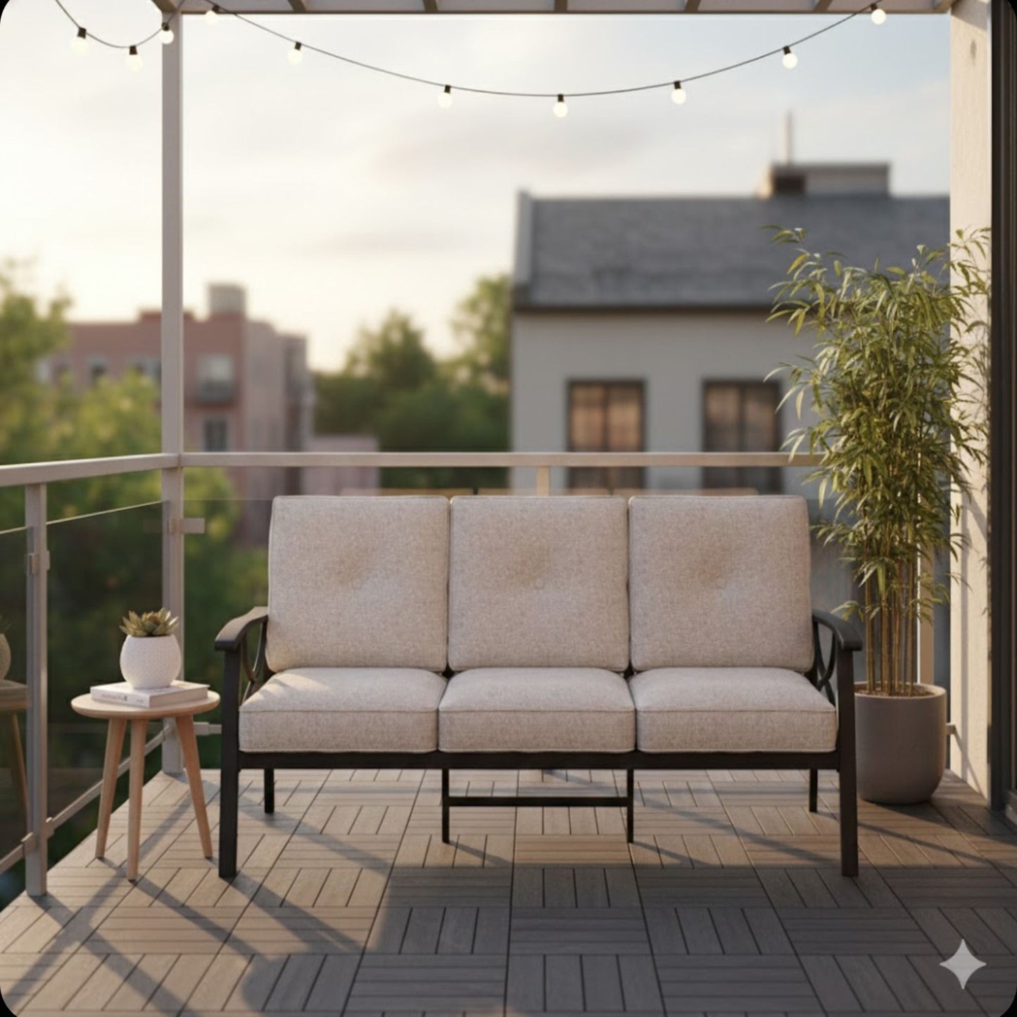 All-Weather 3 Seat Patio Sofa With Cushions