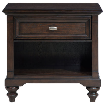 Berwick - 1 Drawer Nightstand With Open Cubby - Dark Oak