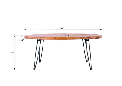 Oval Natural Reclaimed Wood Foldable Cocktail Table For Your Living Room - Natural