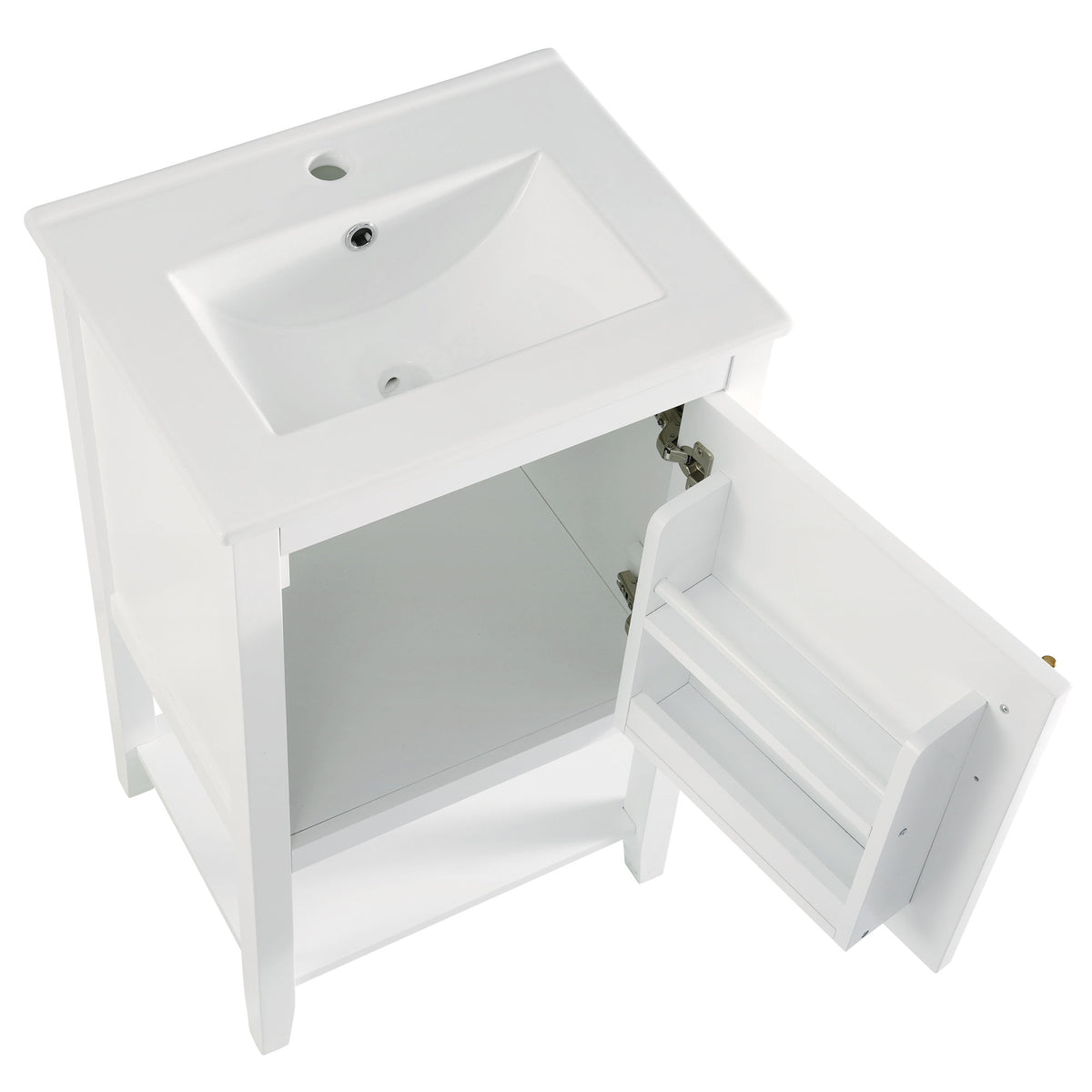 Modern Bathroom Vanity With Sink, Soft-Closing Door And Open Shelf