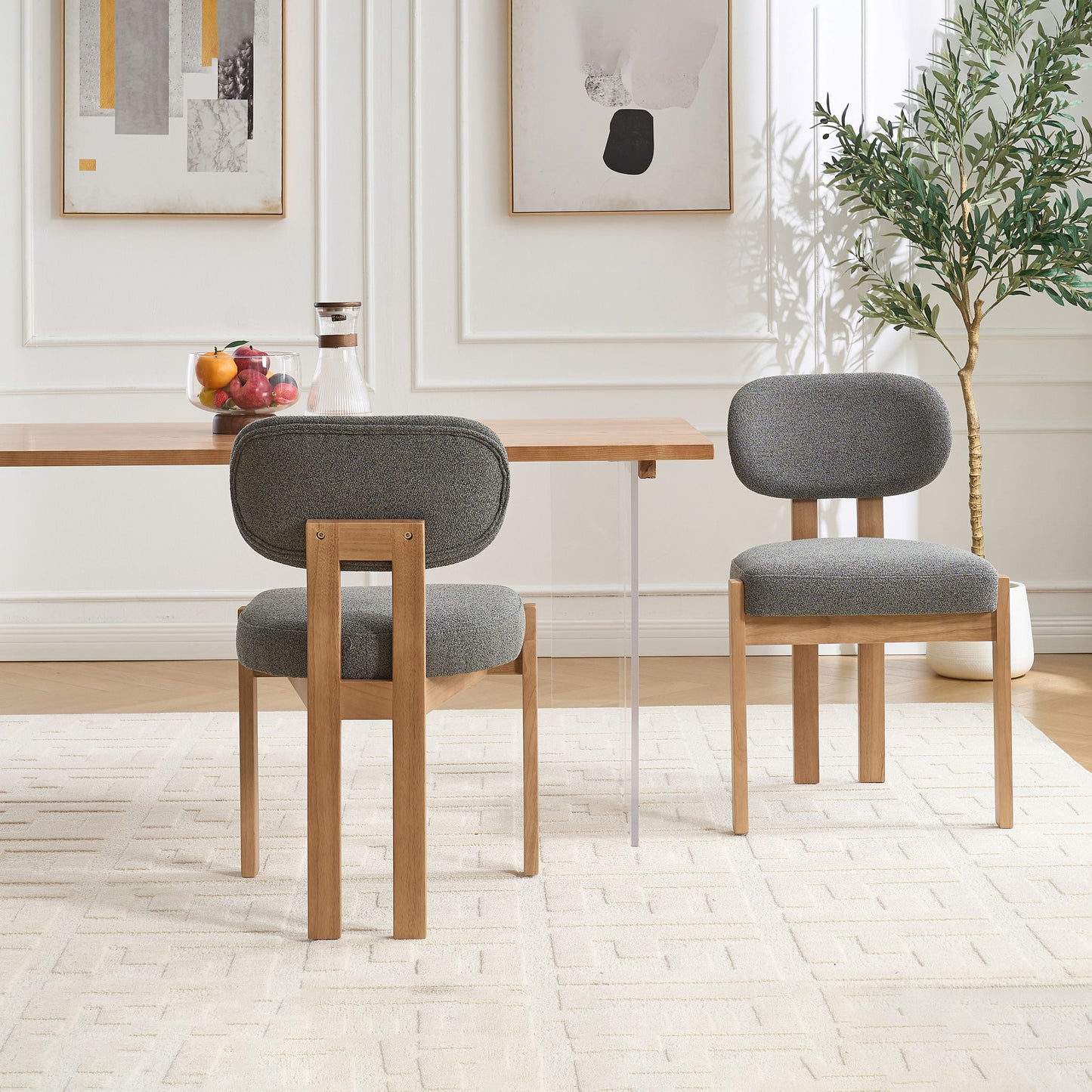 Dining Chairs With Ergonomic Backrest And Adjustable Feet (Set of 2)