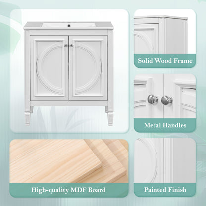 Bathroom Vanity With Sink With 2 Doors And Adjustable Shelf