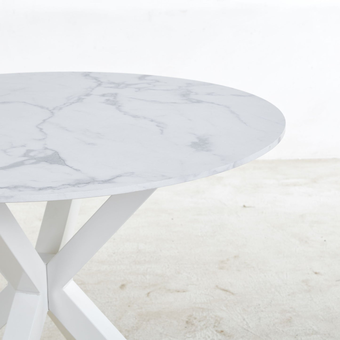 Cross Leg Dining Table With Round Top, For 4 - 6 People - White