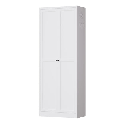 Kitchen Pantry Cabinet With Doors, Heavy-Duty Freestanding Storage Organizer With 5 Adjustable Shelves, Tool Free Assembly - White