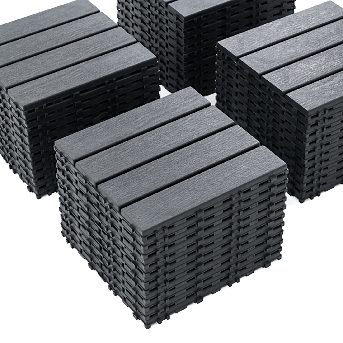 Plastic Interlocking 44 Pack Patio Deck Tiles, Square Waterproof Outdoor All Weather Use
