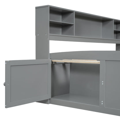 Daybed With 2 Bedside Cabinets, Upper Shelves And 4 Drawers