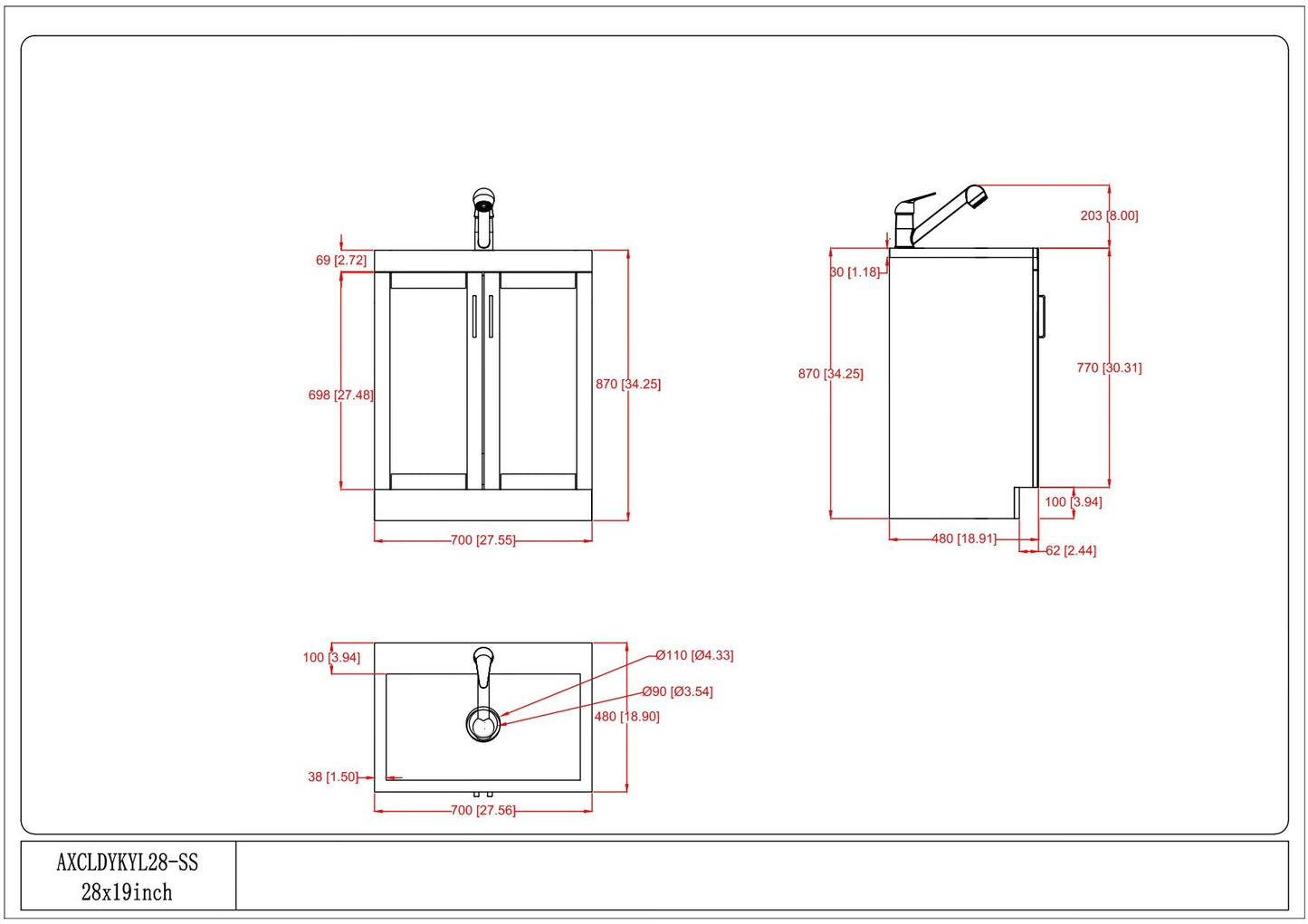 Kyle - Laundry Cabinet & Faucet And Stainless Steel Sink