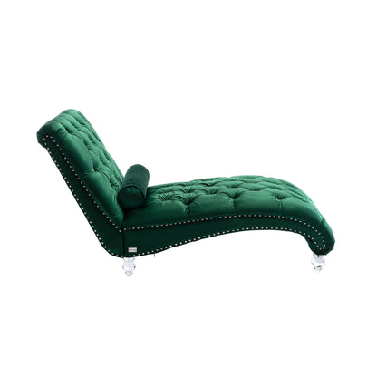 Chaise Lounge Indoor, Button Tufted Upholstered Chaise Lounge Chair With Pillow