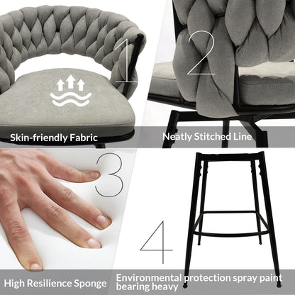 Bar Stool 360 Swivel With Back Footrest