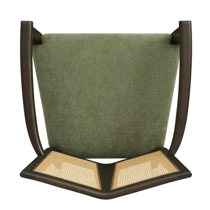 Mid Century Modern Arm Dining Chair Set With Rattan Backrest