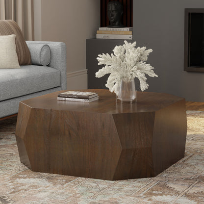 Eisley - Coffee Table With Geometric Design, - Walnut