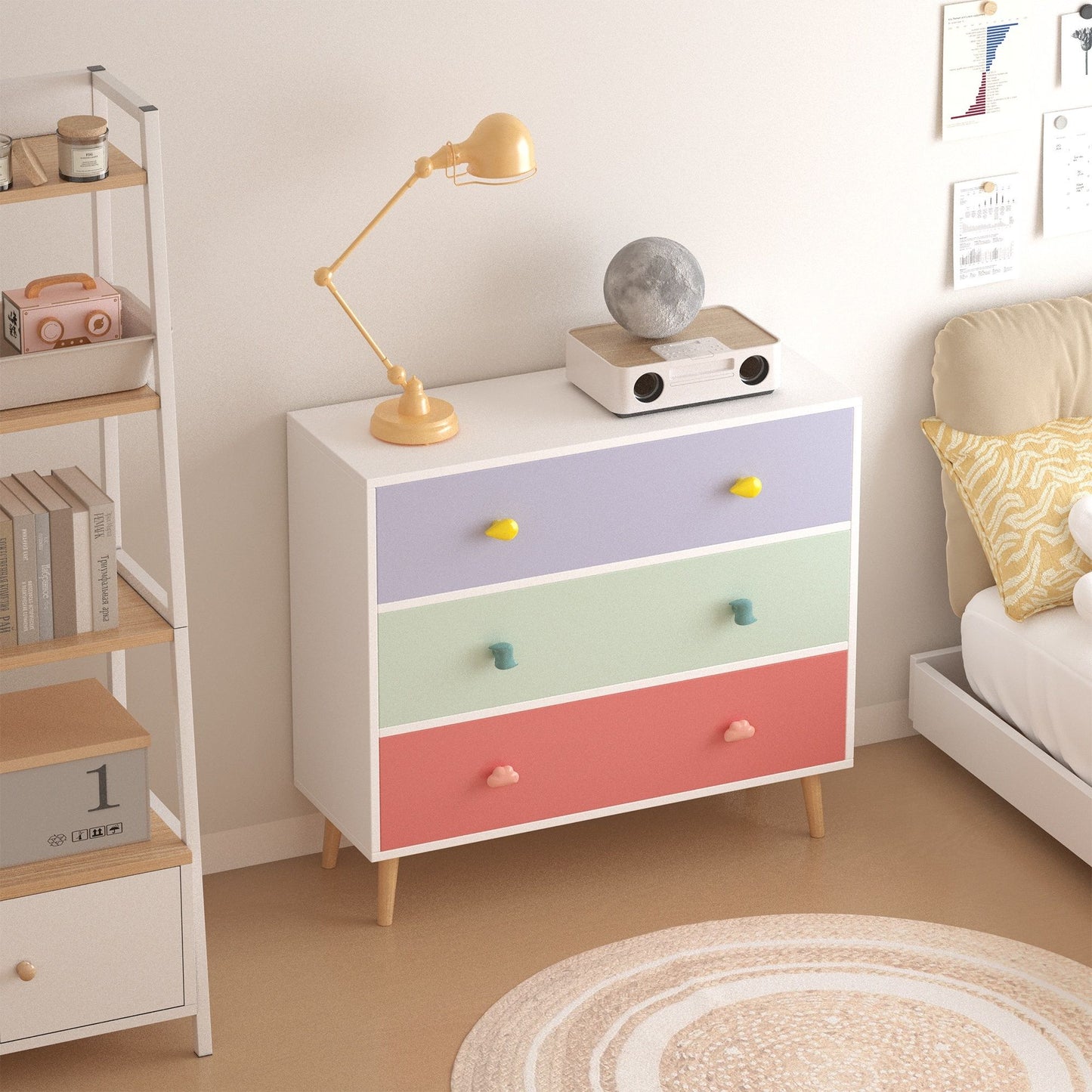 3 Drawer Dresser, Storage Cabinet With Anti Tip Safety