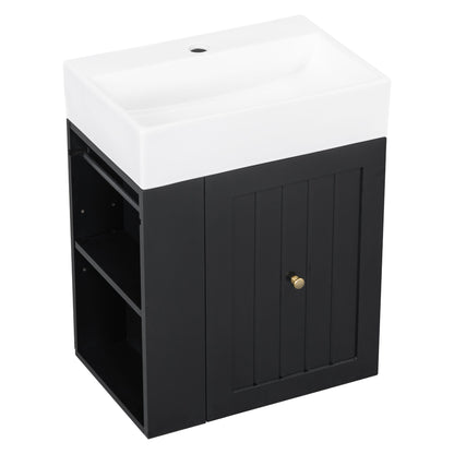Modern Bathroom Vanity With Sink, Storage Cabinet, Drawer & Side Shelf