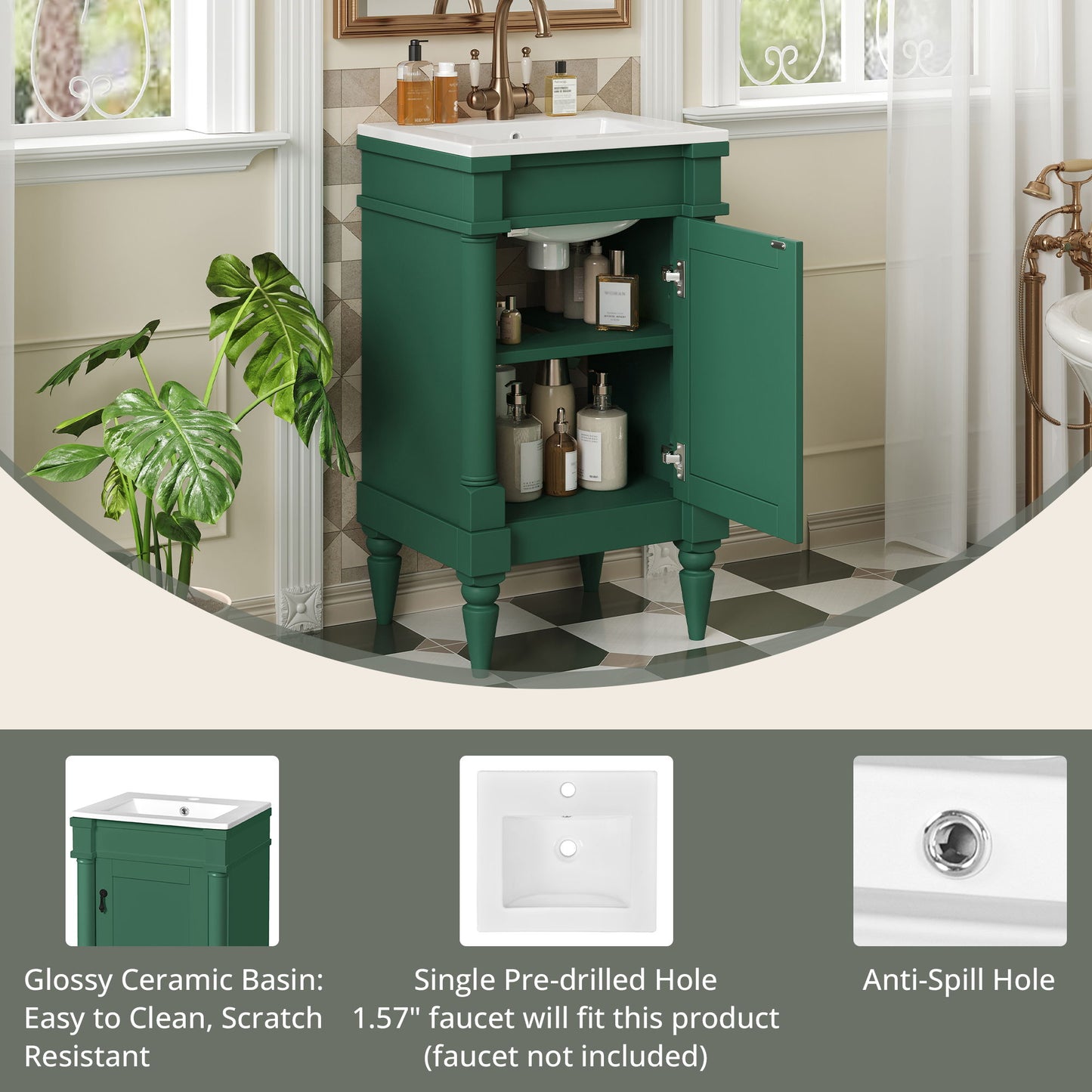 Bathroom Vanity With Sink, Storage Cabinet With Door, Drop In Sink, Compact Freestanding Design