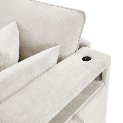 Modern Sectional Sofa U-Shaped With Movable Ottoman Storage Armrests And USB Ports