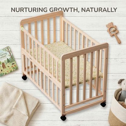 Portable Bedside Bassinet With 3 Heights, Mini Crib For Newborns - Natural Wood