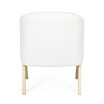 Modern Accent Chair With Polyester Upholstery And Minimalist Lounge Chair For Living Room, Bedroom, Or Office - White