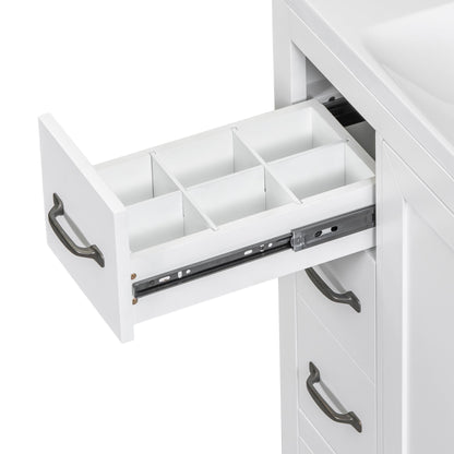 Modern Bathroom Vanity With Sink, 6 Drawers, Adjustable Shelf
