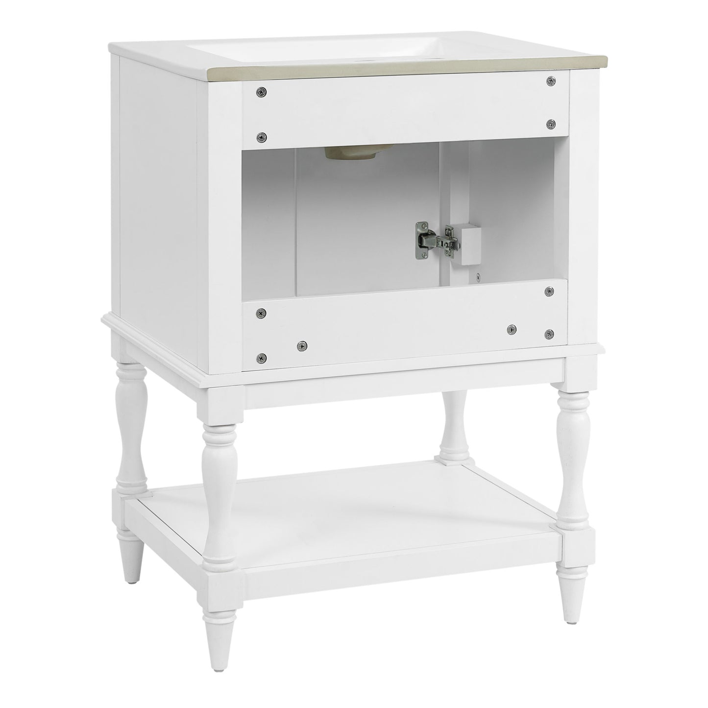 Modern Bathroom Vanity With Sink, Rectangular Cabinet With Open Shelf And Closed Storage
