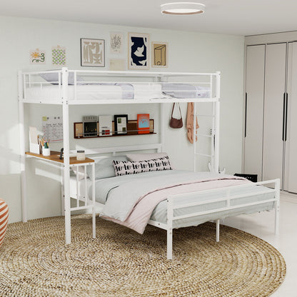 Bunk Bed With Built In Desk & Guardrail Frame