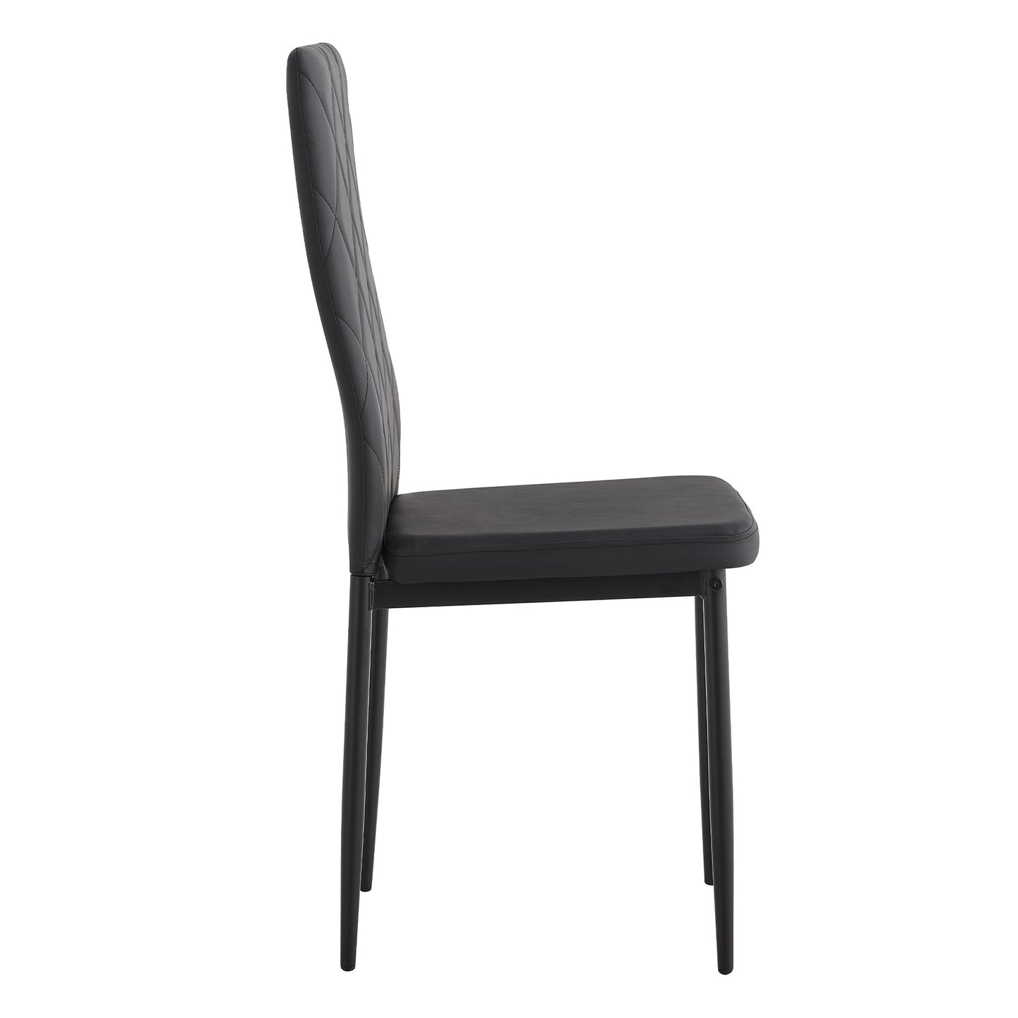 Modern 5 Piece Dining Table Set With Glass Top And Chairs - Black