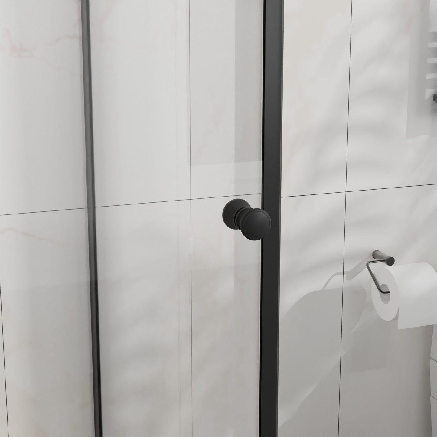 Goodyo - Frameless Corner Shower Door - Matte Black