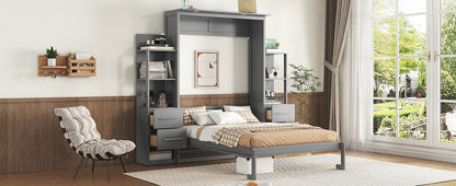 Murphy Wall Bed With LED Lights, Shelves And Drawers