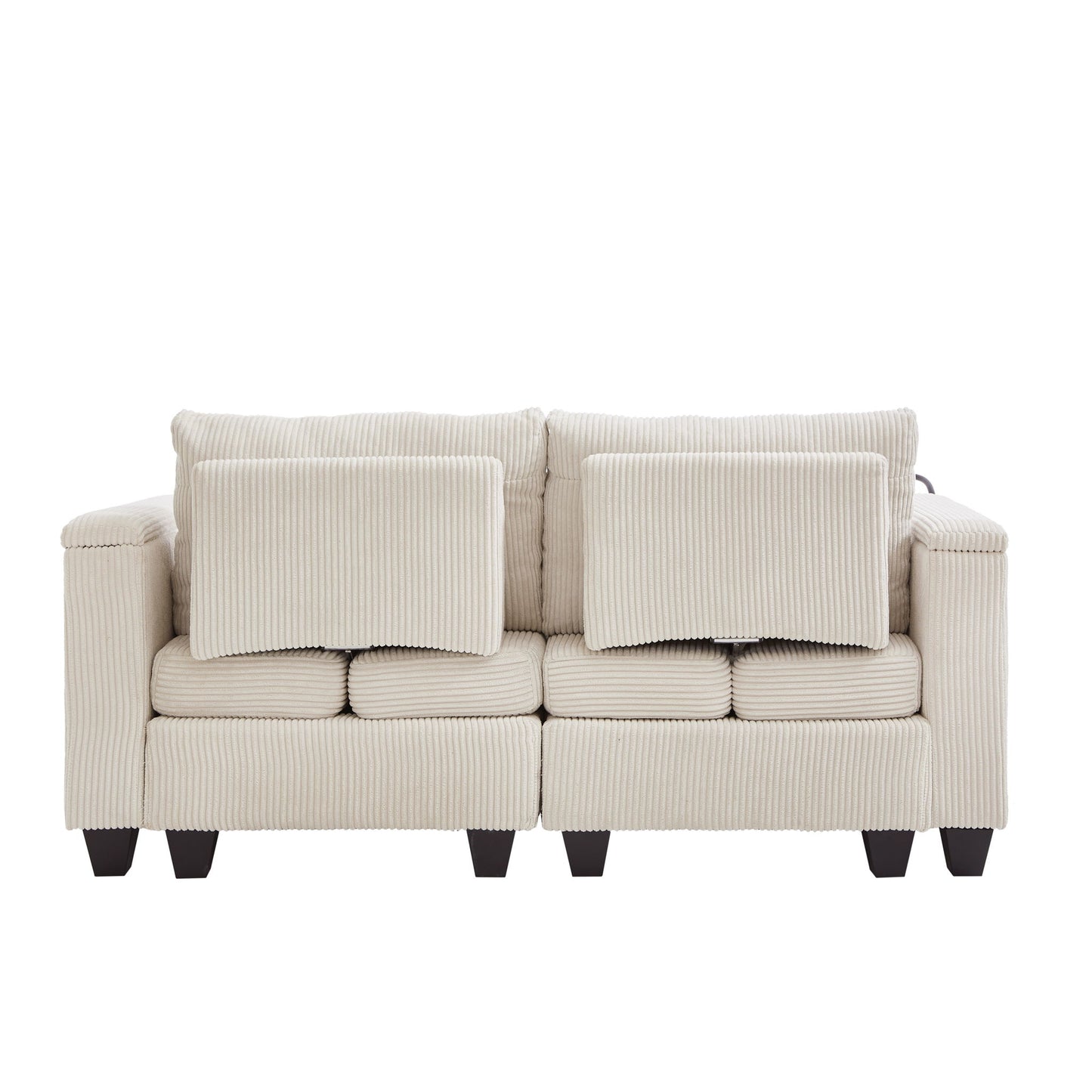 Convertible Chaise Lounge Sofa Chair With USB Ports, Cup Holders, Phone Holder And Storage