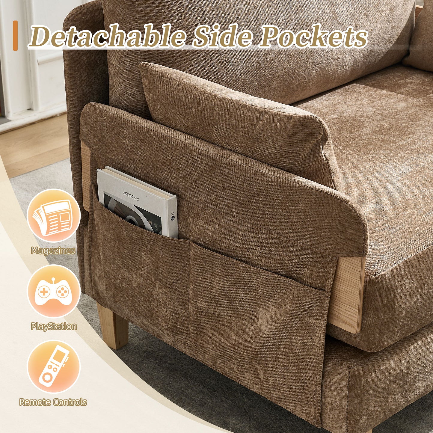 Mid Century Modern Foldable Sofa Bed, 3 In 1 Convertible Sleeper With 3 Pillows