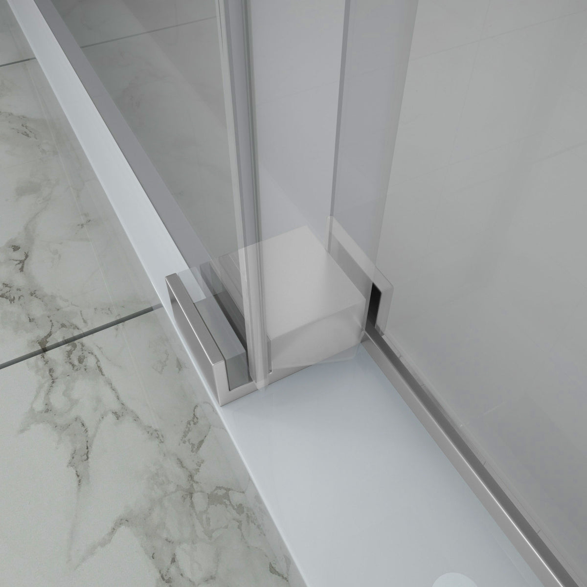 Single Sliding Bypass Shower Door Enclosure With Tempered Glass