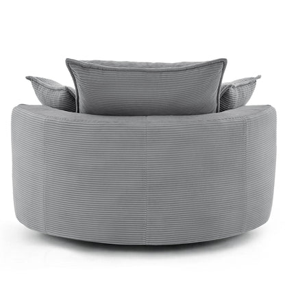 360° Swivel Accent Barrel Chair With Dual Layer Cushion And 3 Removable Pillows