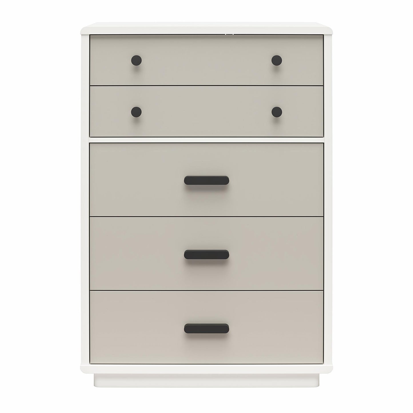 Valencia - 5 Drawer Dresser - White / Gray