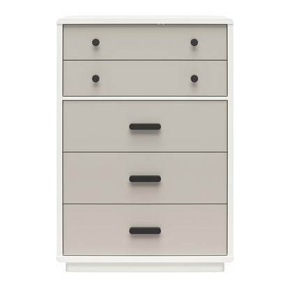 Valencia - 5 Drawer Dresser - White / Gray
