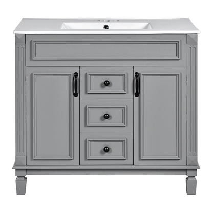 Bathroom Vanity With Top Sink, Basin On Cabinet With 2 Soft Closing Doors And 2 Drawers