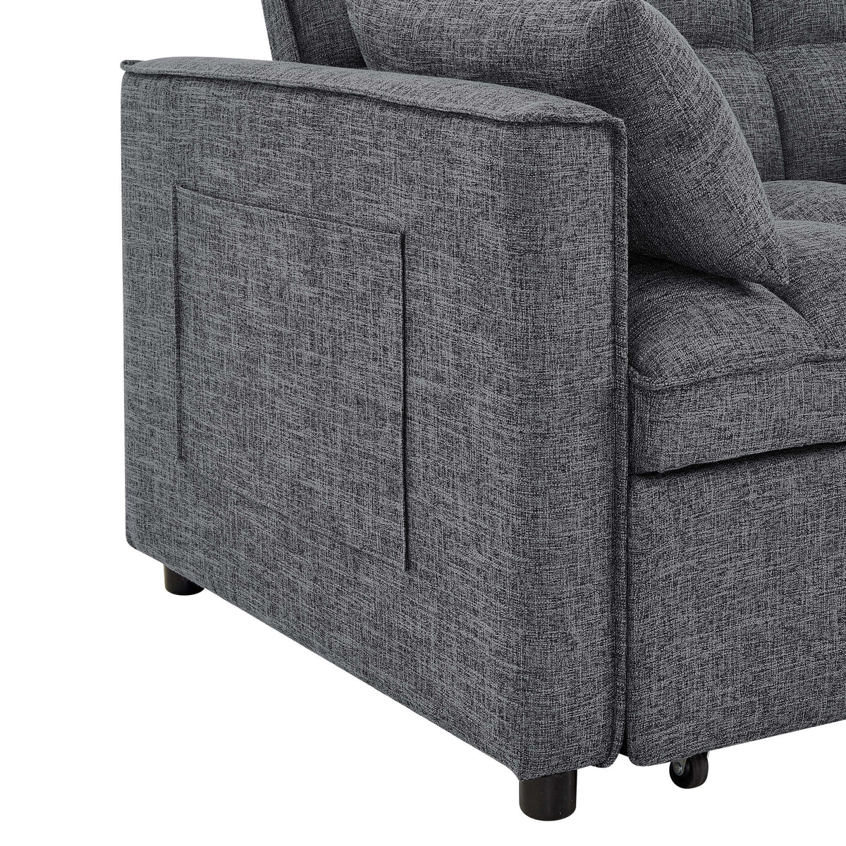 Sienna - Tufted Convertible Sleeper Sofa With Chaise - Gray