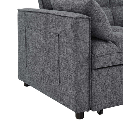 Sienna - Tufted Convertible Sleeper Sofa With Chaise - Gray