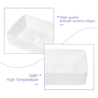 Modern European Design Ceramic Rectangular Vessel Bathroom Sink