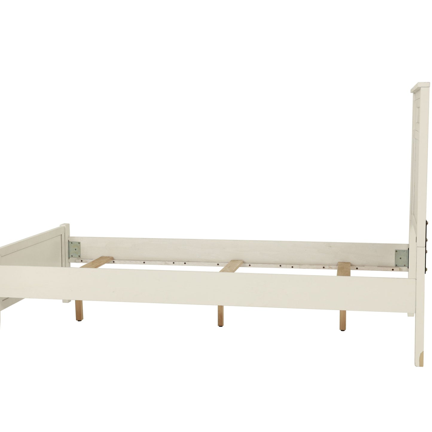 Simple Frame With Headboard And Vertical Carved Design