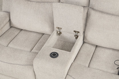 Galya - Motion Loveseat With Console - Light Gray