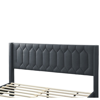 Platform Bed With Diamond Tufted Headboard
