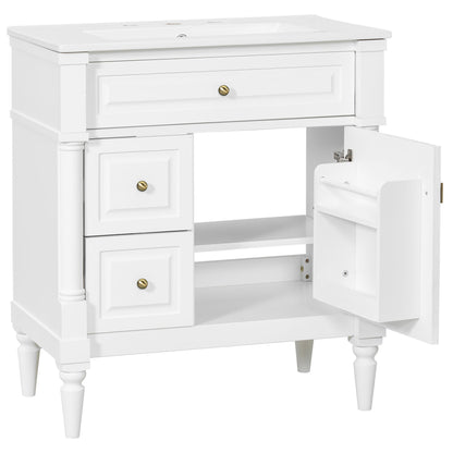 Modern Bathroom Vanity With Sink, Freestanding Cabinet With Flip Drawer & Adjustable Shelf