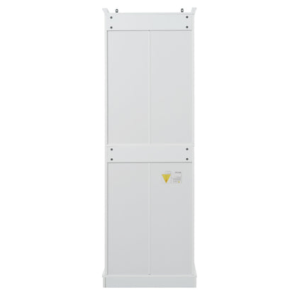 Freestanding Bathroom Vanity, Elegant Design With 4 Doors & 1 Drawer, Adjustable Shelves, Damping Hinges - White