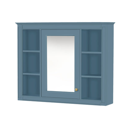 Wall Mounted Medicine Cabinet With Mirror, Storage Cabinet Featuring 6 Open Shelves And Adjustable Interior