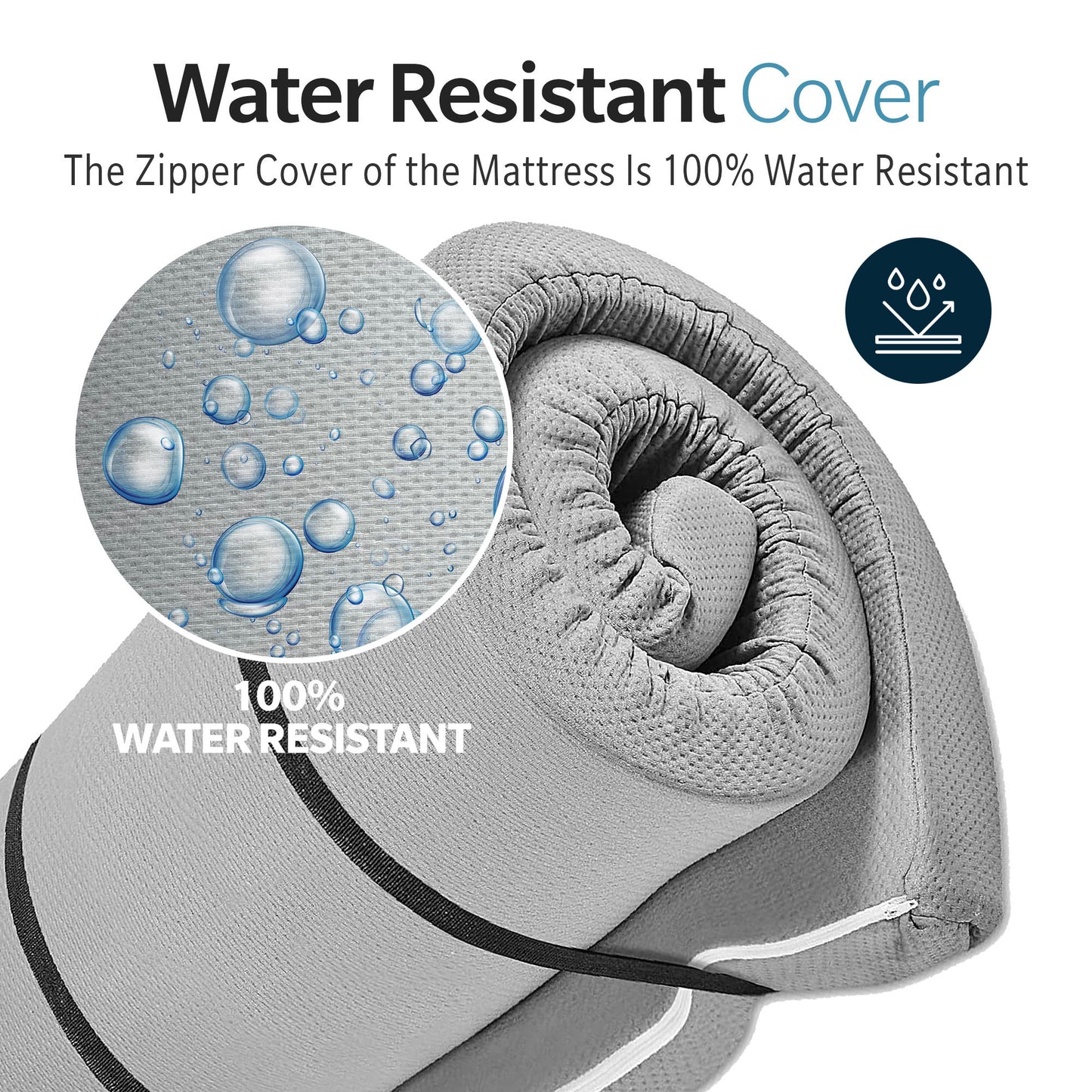Memory Foam Camping Mattress, Portable Comfort With Water Resistant Cover