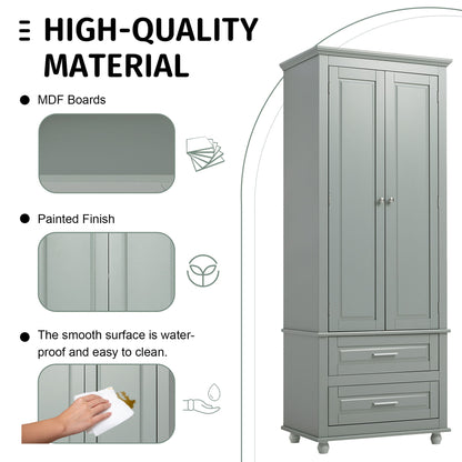 Tall Storage Cabinet With 2 Drawers For Bathroom